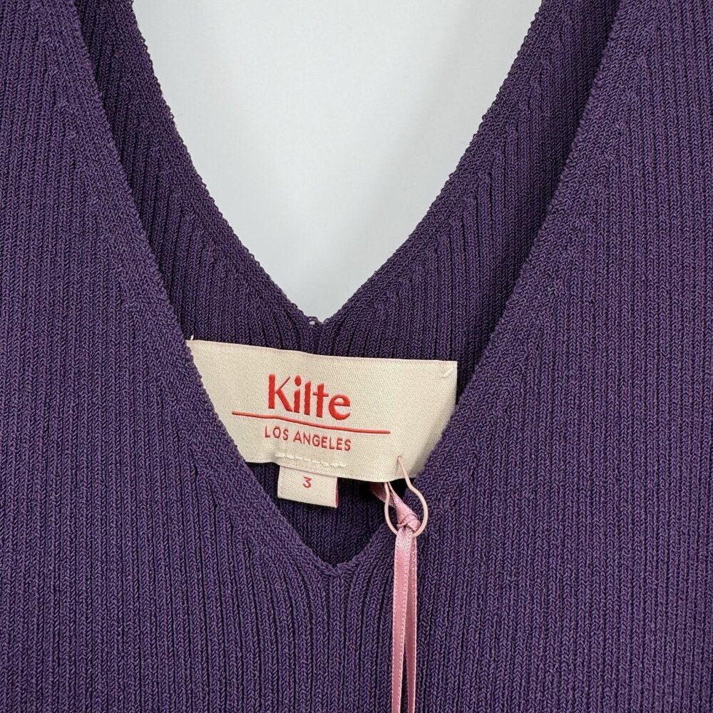 Kilte Collection The Katherine Rib Knit Tank Top size 3 L/XL Plum Purple Rayon - Picture 2 of 11